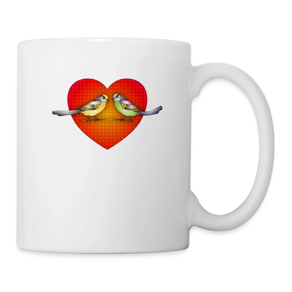 Oiseaux Amoureux Cœur sur Mug blanc