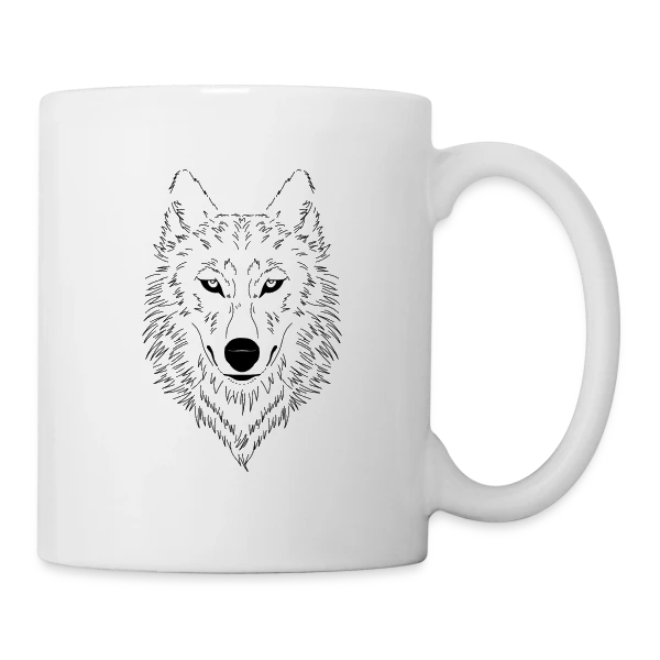 Loup Stylisé Majestueux sur Mug blanc