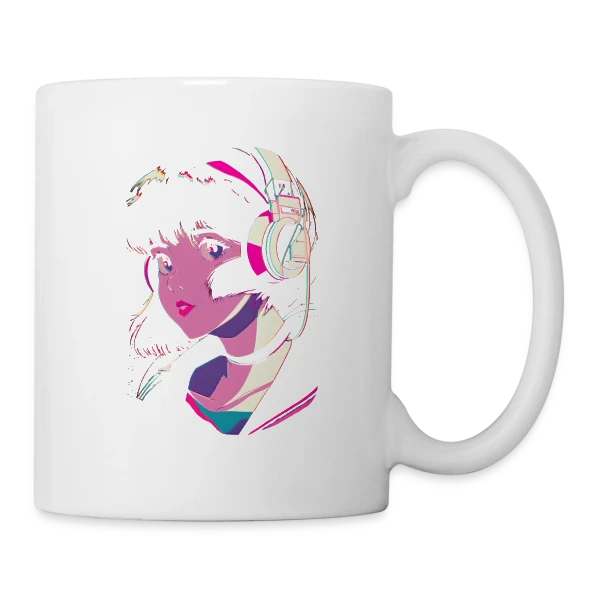 Fille Anime Esthétique Lo-Fi J-Pop sur Mug blanc