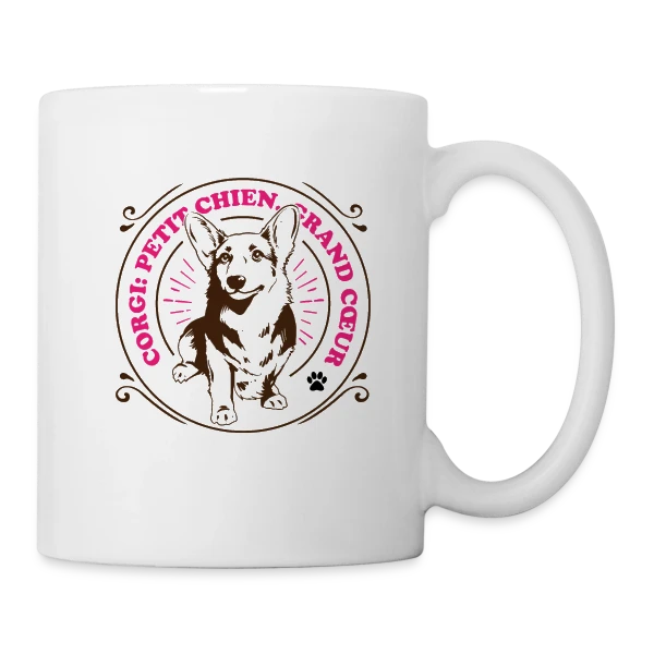 Corgi Grand Cœur: Adorable T-shirt pour Amoureux des Chiens sur Mug blanc