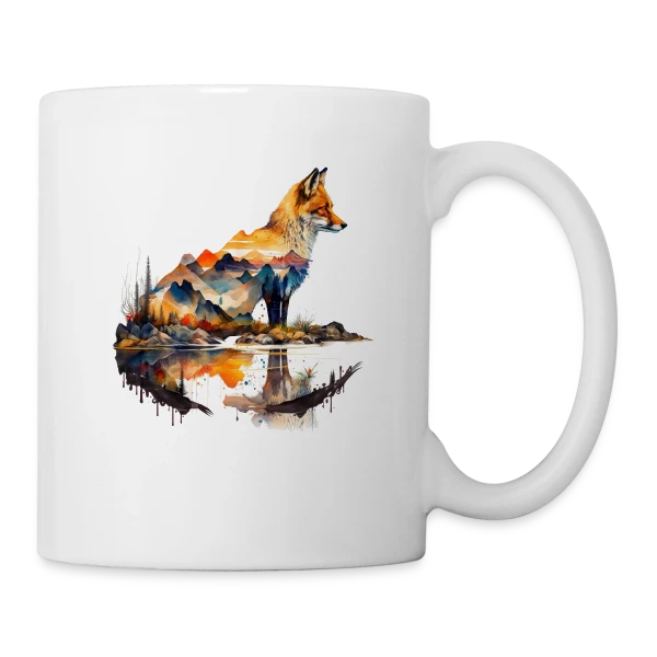 Renard Paysage Montagneux sur Mug blanc