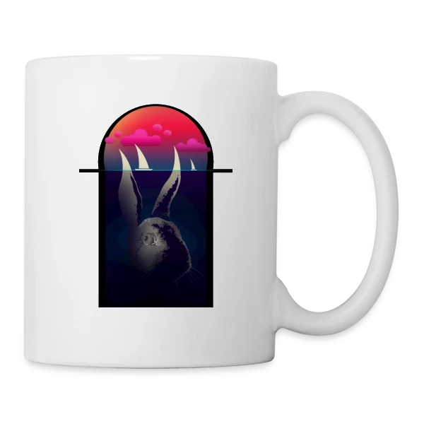 Lapin Navigateur et Bateaux sur Mug blanc