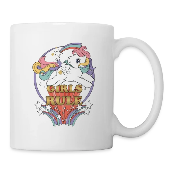 Poney Rétro Girls Rule sur Mug blanc