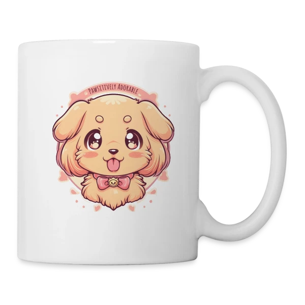 Chiot Golden Retriever Adorable et Kawaii sur Mug blanc