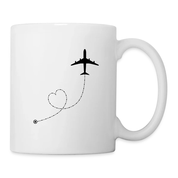 Avion Route Cœur sur Mug blanc