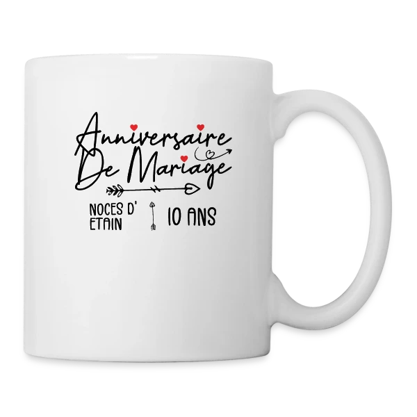 Anniversaire Mariage Noces Étain sur Mug blanc