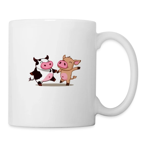 Vache et Cochon Danseurs sur Mug blanc
