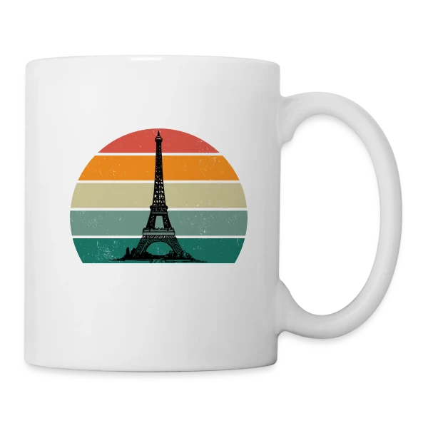 Tour Eiffel Rétro Sunset sur Mug blanc