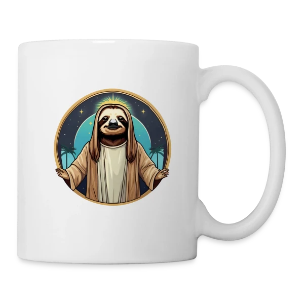 Jésus Paresseux Tropical sur Mug blanc