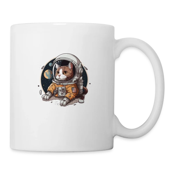 Chat Cosmonaute Aventure Spatiale sur Mug blanc