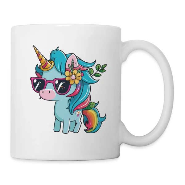 Licorne Cool Lunettes sur Mug blanc