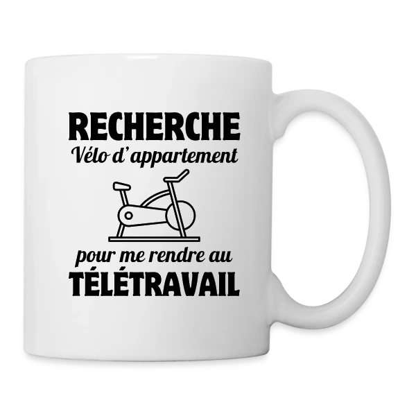 Humour Télétravail : La Vie au Bureau à Distance sur Mug blanc
