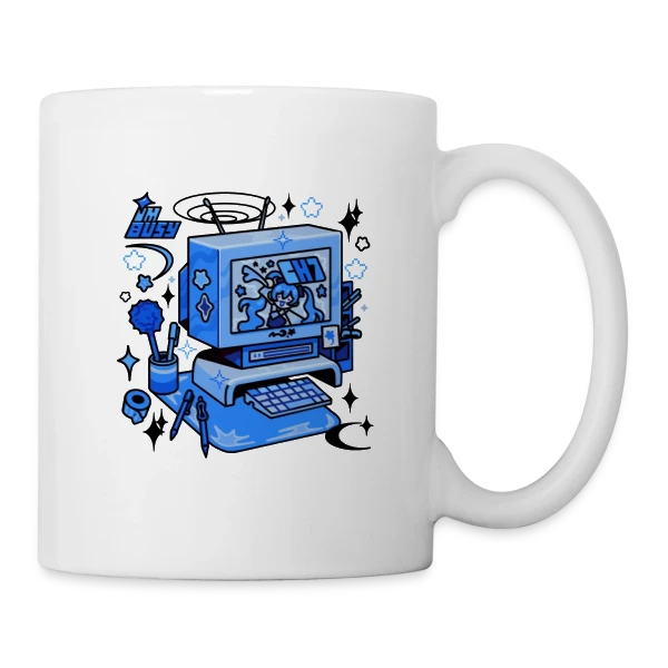 Ordinateur Rétro "I'm Busy" sur Mug blanc