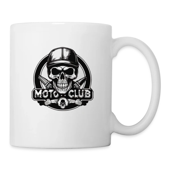 Tête de Mort Motard Rétro – Club Moto sur Mug blanc