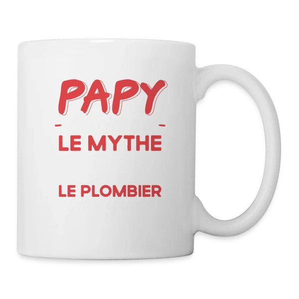 Maquette de Mug blanc « Papy Plombier de Légende - Humour Cadeau Artisan » à personnaliser