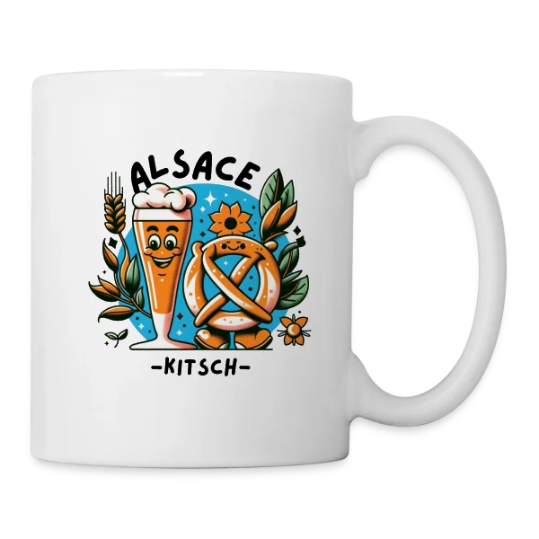 Alsace Kitsch Bière Bretzel sur Mug blanc