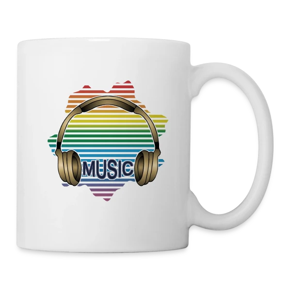 Casque Audio Stylé sur Mug blanc