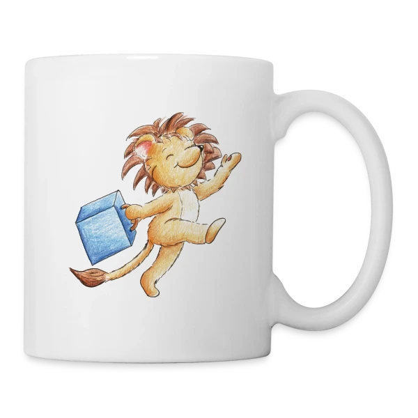 Lion Voyageur Joyeux sur Mug blanc