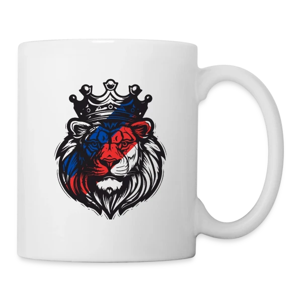 Lion Lyonnais Couronné OL sur Mug blanc