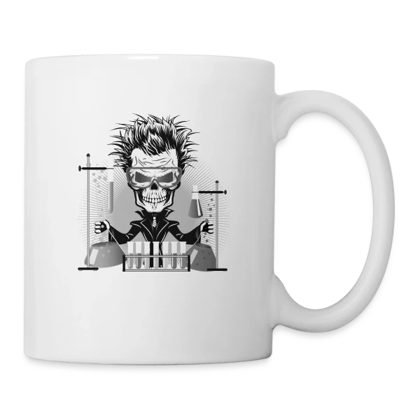 Crâne Scientifique Déjanté au Labo sur Mug blanc