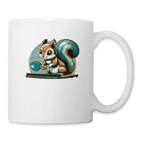 L'Écureuil Champion de Ping-Pong Cartoon sur Mug blanc