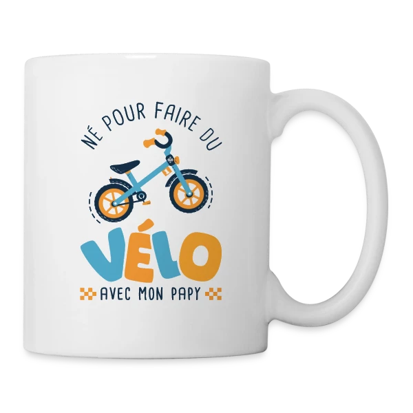"Né pour le Vélo avec Papy" sur Mug blanc