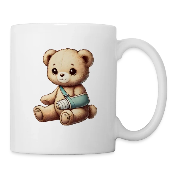 Teddy Réconfortant Plâtré : L'Ours Symbole de Courage et d'Amour sur Mug blanc