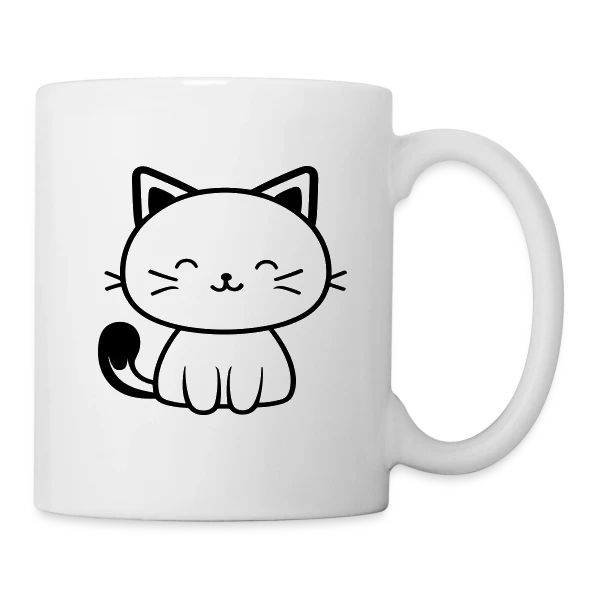 Chaton Kawaii Souriant sur Mug blanc