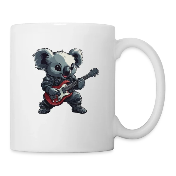 Koala Rocker Guitariste Heavy Metal sur Mug blanc