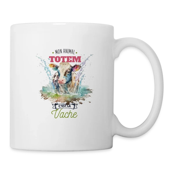 Ma Vache, Mon Animal Totem Humour sur Mug blanc