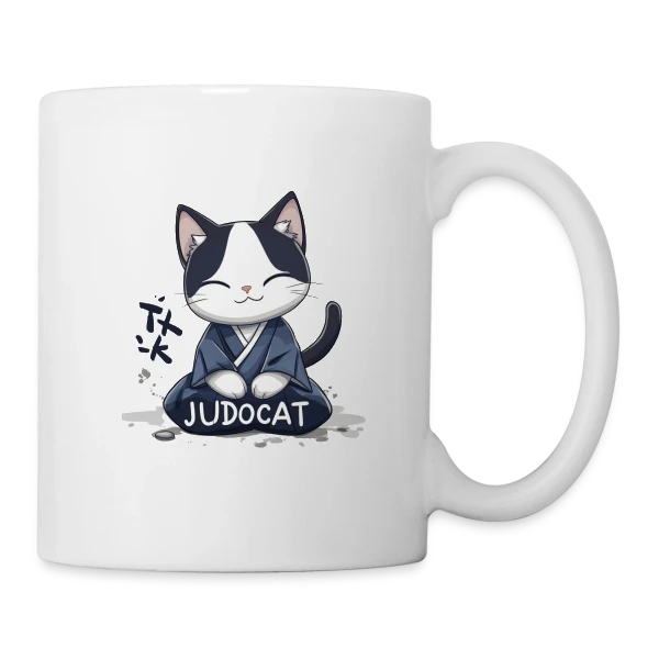 JUDOCAT: Le chat manga judoka sur Mug blanc