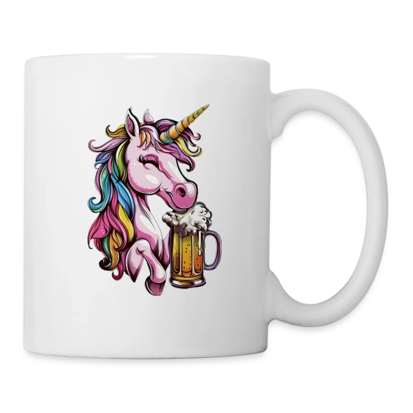 Licorne Bière Festive sur Mug blanc