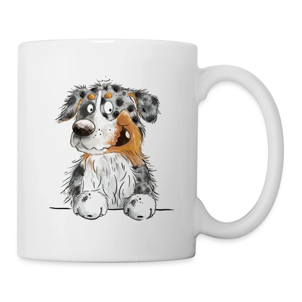 Berger Australien Blue Merle Drôle et Amusant sur Mug blanc