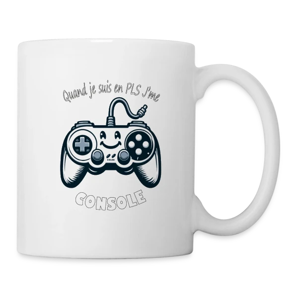 Joystick Souriant Rétro Gaming sur Mug blanc
