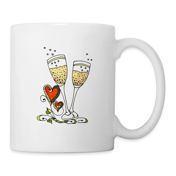 Verres Cœurs & Fêtes sur Mug blanc
