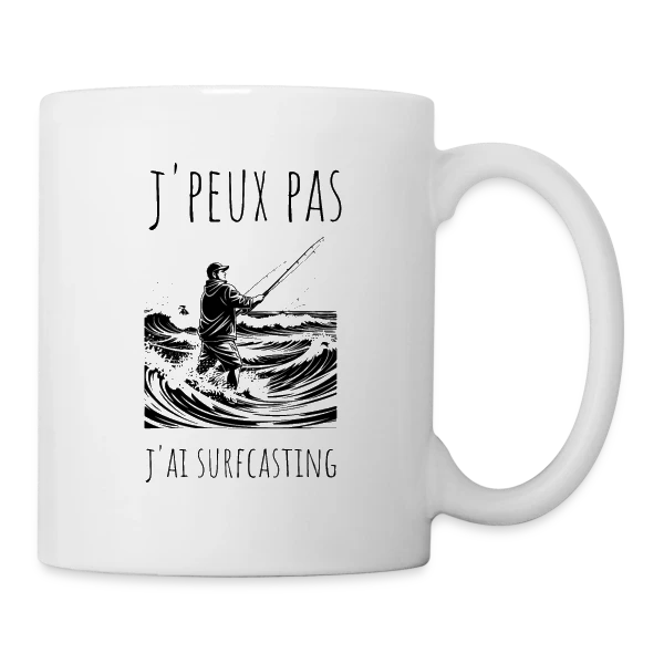 Surfcasting : L'Art de la Pêche en Mer sur Mug blanc