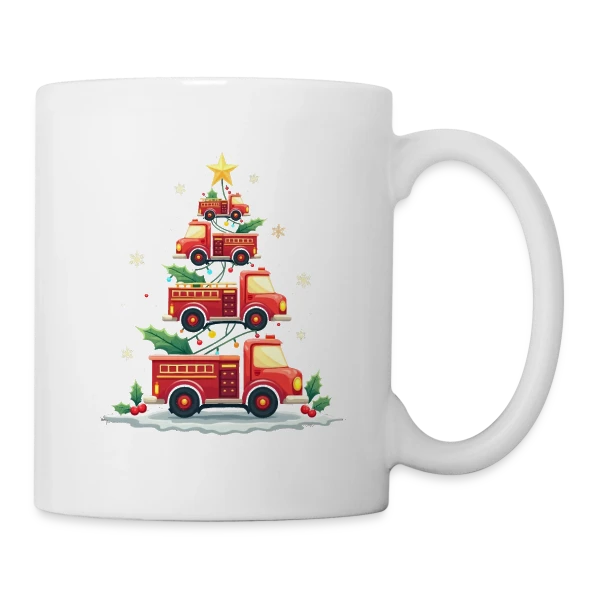 Camion de Pompiers Amusant - Noël sur Mug blanc