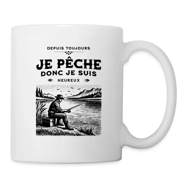 Je Pêche, Je Suis Heureux : T-shirt Éloquent sur Mug blanc
