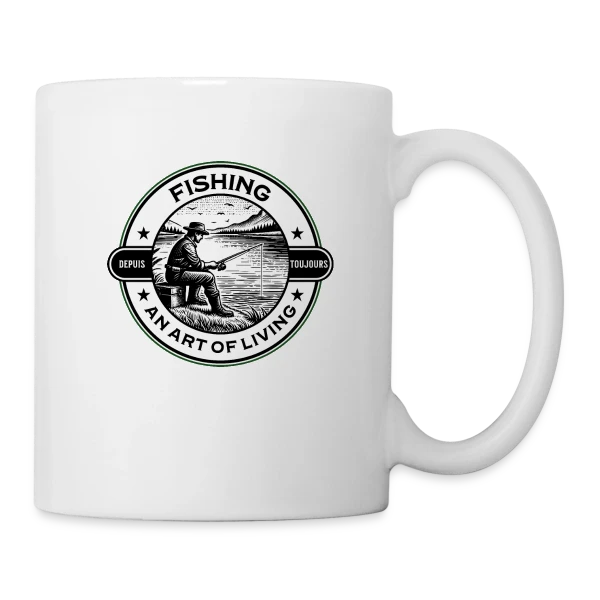 La Pêche : Un Art de Vivre Élégant sur Mug blanc