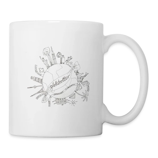 Globe Voyageur Dessin sur Mug blanc