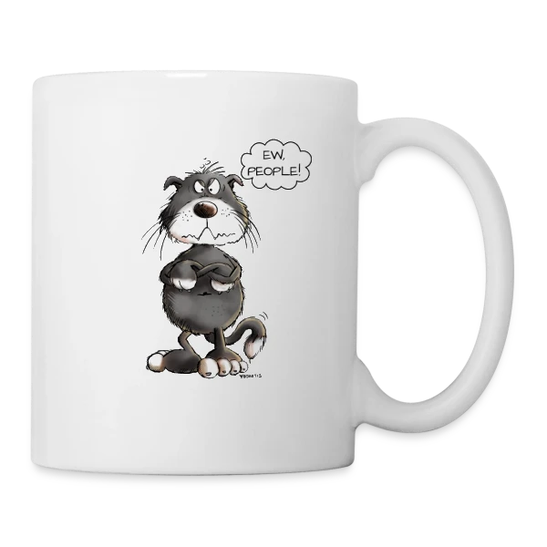 Chat grincheux "Ew People" - Humour félin sur Mug blanc
