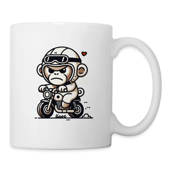 Singe Motard Aventure sur Mug blanc
