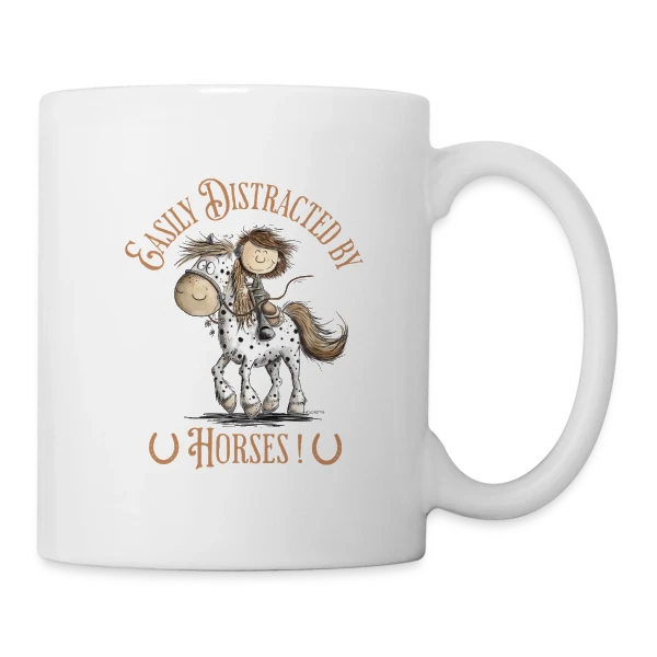 Cheval Cavalier Rigolo sur Mug blanc
