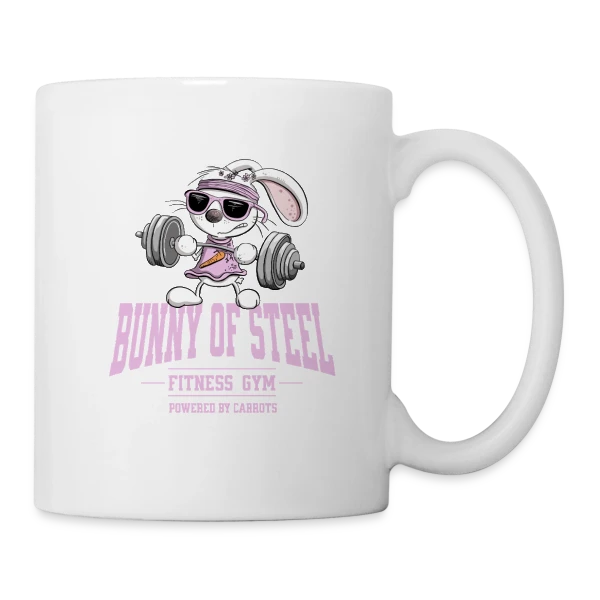 Lapin Fitness - Entraînement 'Powered by Carrots' sur Mug blanc