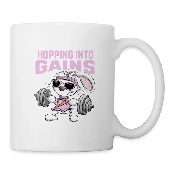 Lapin Musculation - Puissance Carottes sur Mug blanc
