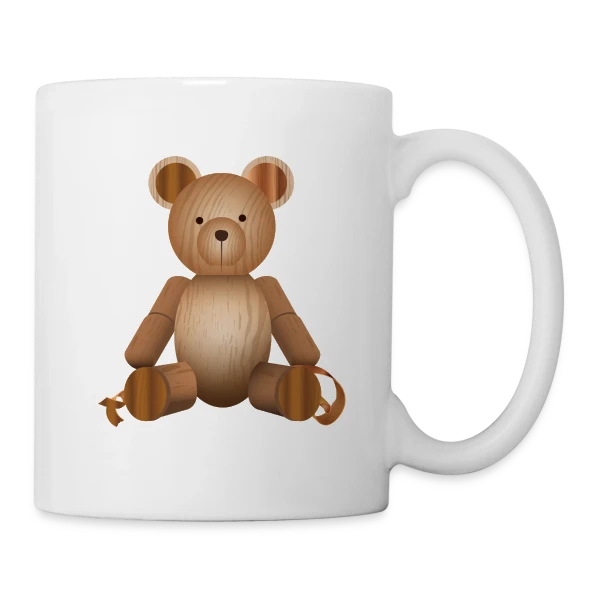 Ours Mignon en Bois - Style Nature & Chaleureux sur Mug blanc