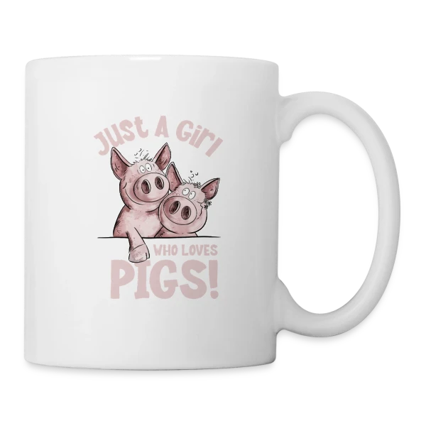 Fille et Cochons Adorables sur Mug blanc