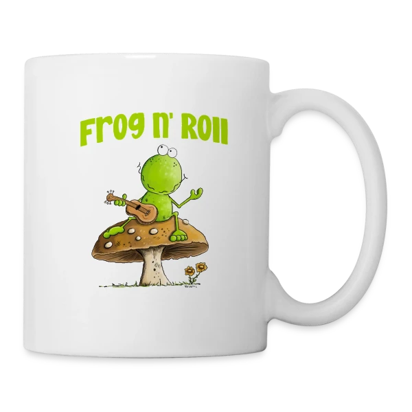 Grenouille guitariste cottagecore sur Mug blanc