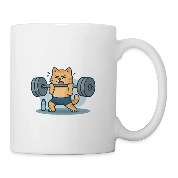 Je Peux Pas, J'ai Muscu ! Chat Bodybuilder Humour sur Mug blanc