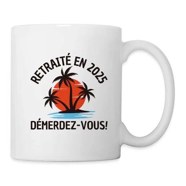 Retraite 2025 Plage sur Mug blanc